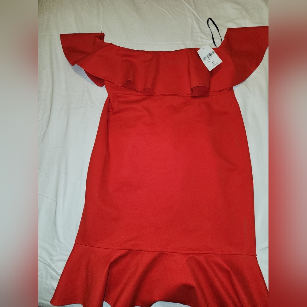 Red off the shoulder dress